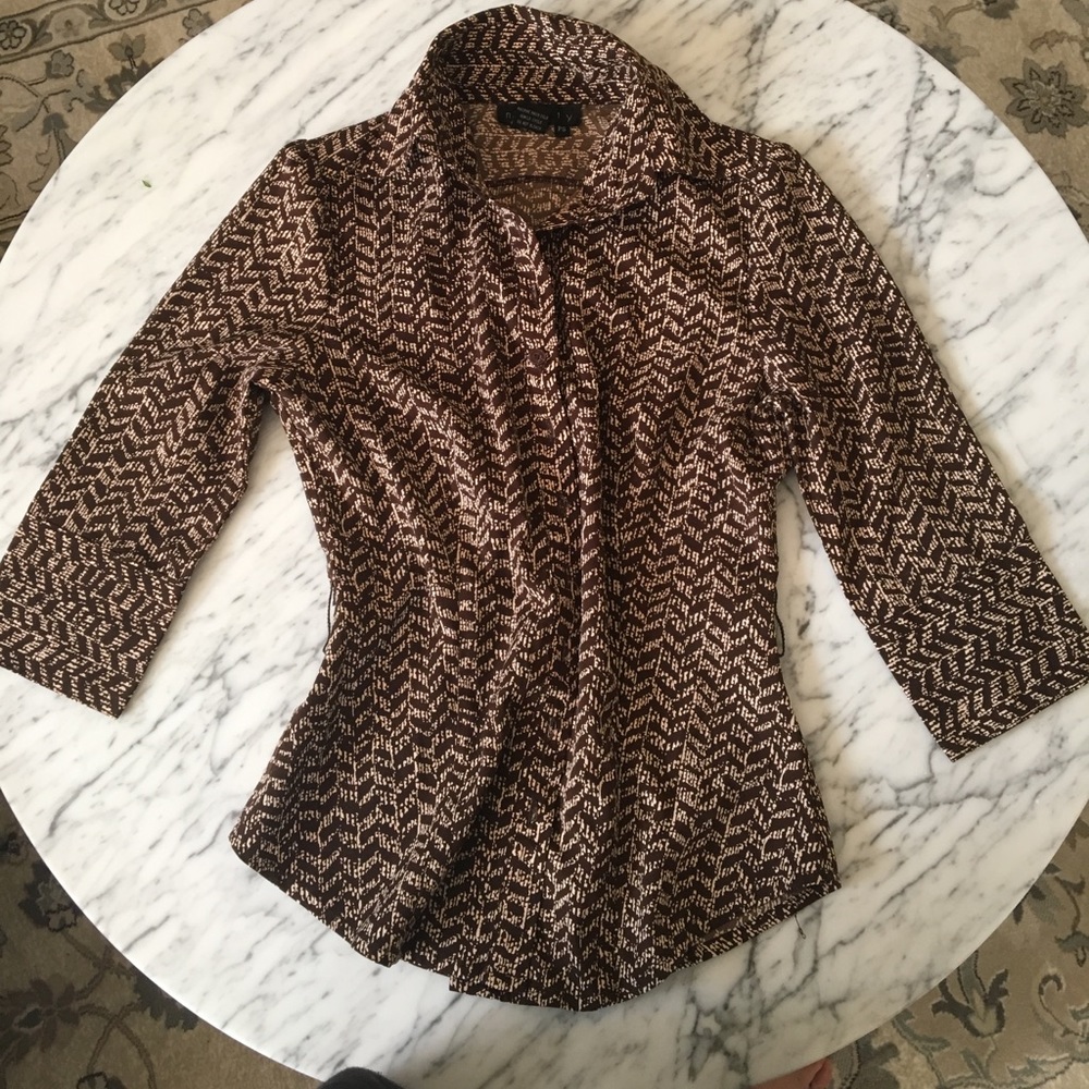 Ninety button down blouse top career ps